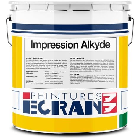 Peinture impression professionnelle, opacifiante, sans odeur, fixante et régulatrice d'absorption, Impression Alkyde ECRAN 77 ffffff 15 litres