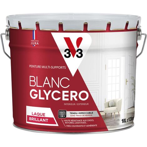 V33 – Peinture extérieure multi-supports glycéro 10L – Finition brillante – Haute résistance aux chocs et taches – Pour surfaces difficiles
