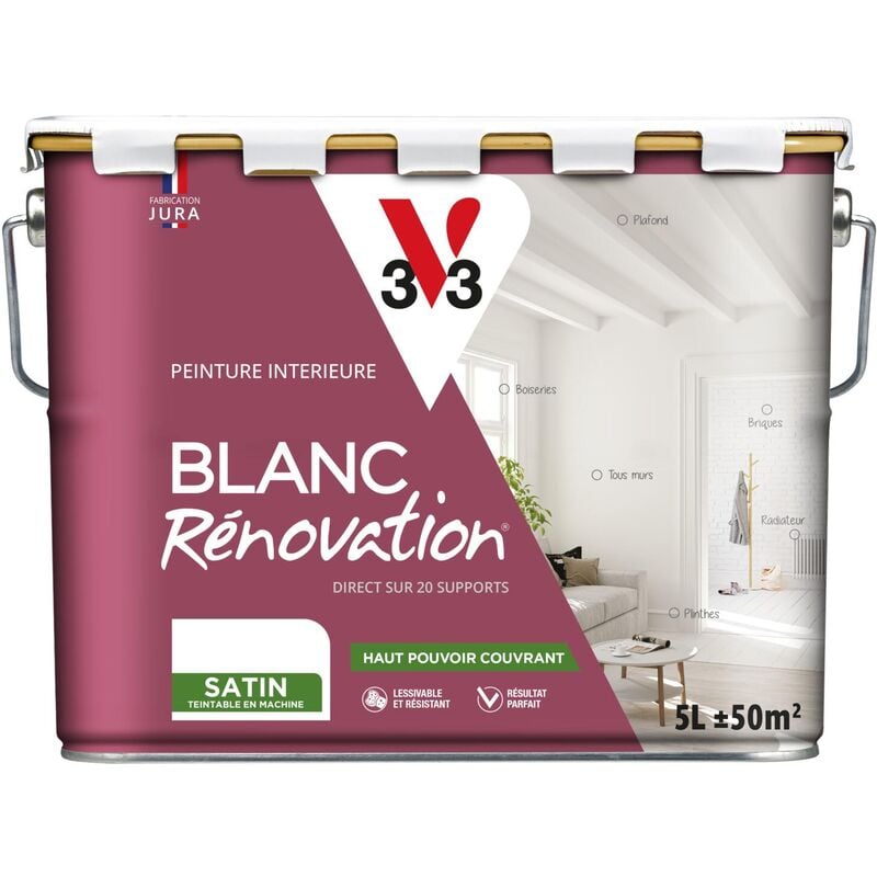 Peinture intérieure Blanc Rénovation® V33 Blanc satin 5L