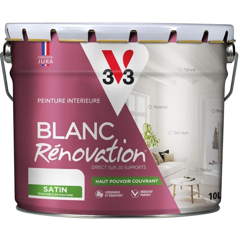 Peinture intérieure Blanc Rénovation® V33 Blanc satin 10L