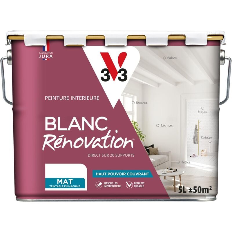 Peinture intérieure Blanc Rénovation® V33 Blanc Mat 5L