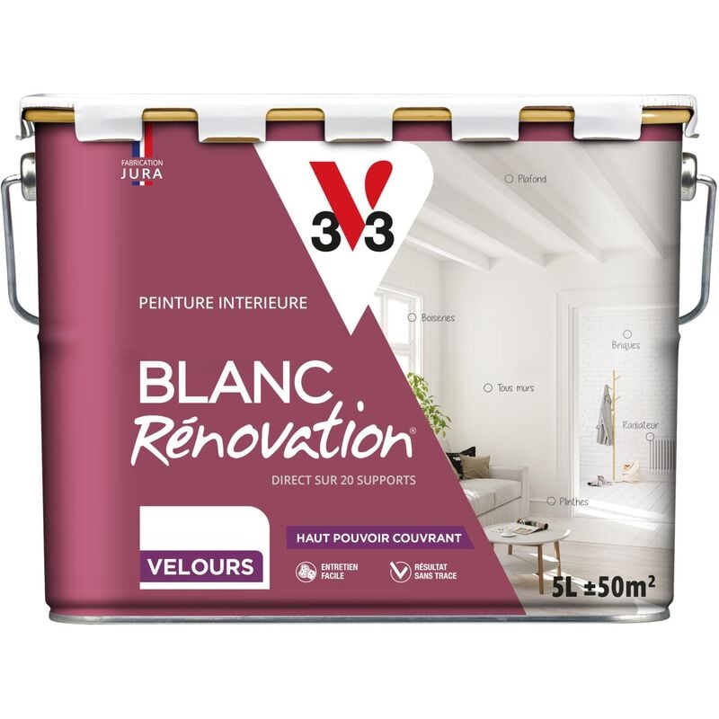 V33 - Peinture intérieure Blanc Rénovation® Blanc Velours 5L