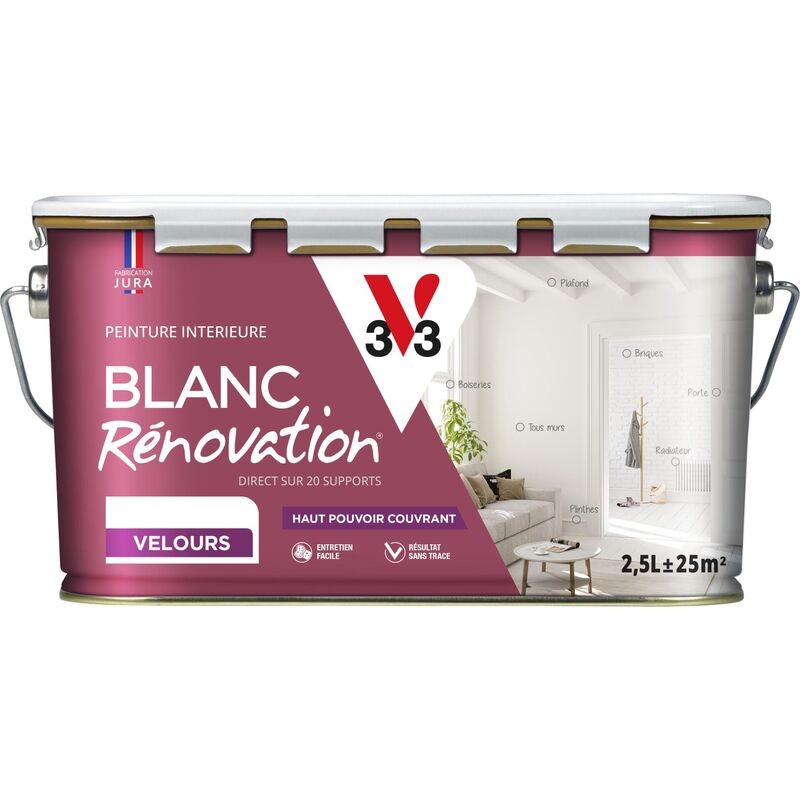Peinture intérieure Blanc Rénovation® V33 Blanc Velours 2,5L