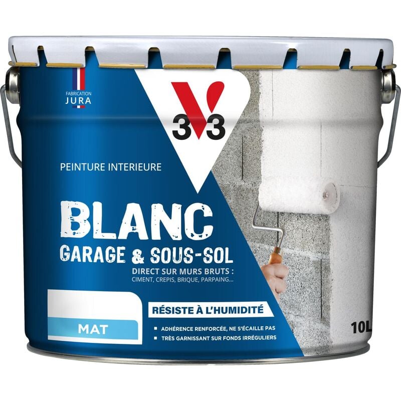 Peinture intérieure Garage et sous-sol V33 Blanc Mat 10L
