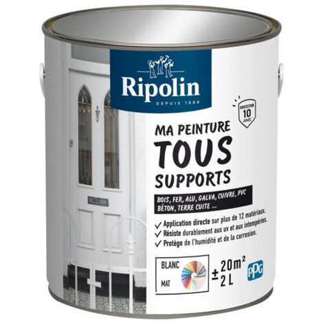 Peinture intérieure multi-supports Ripolin O'Pur 2 L Blanc Mat 97% résines biosourcées