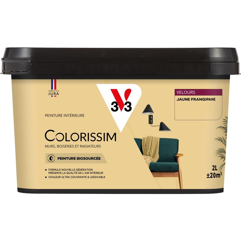 V33 - Peinture murale intérieure Colorissim® Jaune frangipane Velours 2L