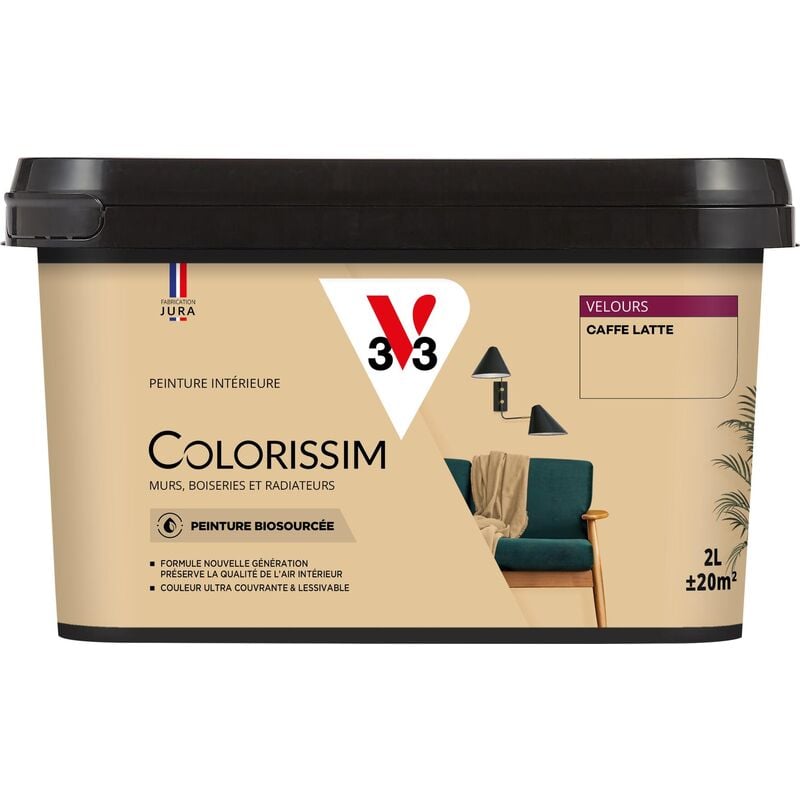 V33 - Peinture murale intérieure Colorissim® Caffe latte Velours 2L