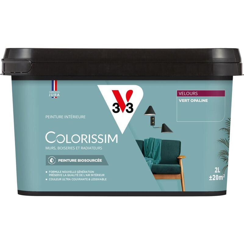 V33 - Peinture murale intérieure Colorissim® Vert d'opaline Velours 2L