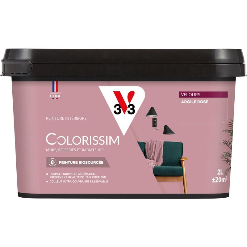 V33 - Peinture murale intérieure Colorissim® Argile rose Velours 2L