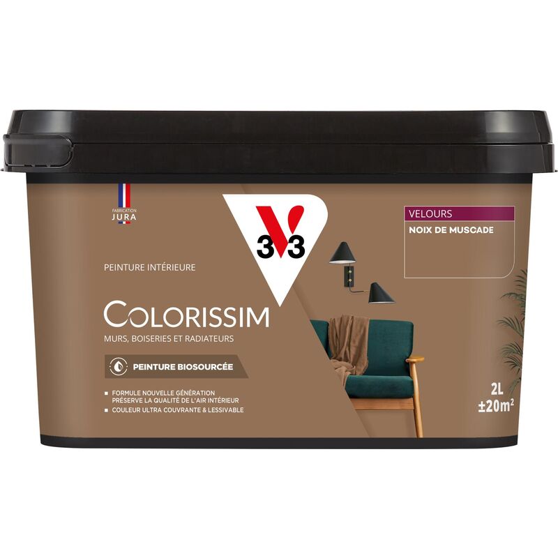 V33 - Peinture murale intérieure Colorissim® Noix de muscade Velours 2L