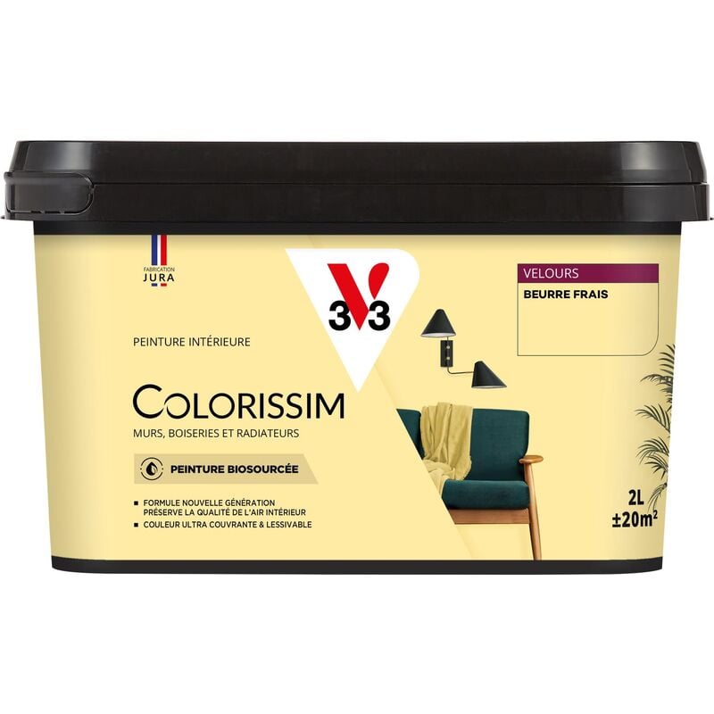 V33 - Peinture murale intérieure Colorissim® Beurre frais Velours 2L