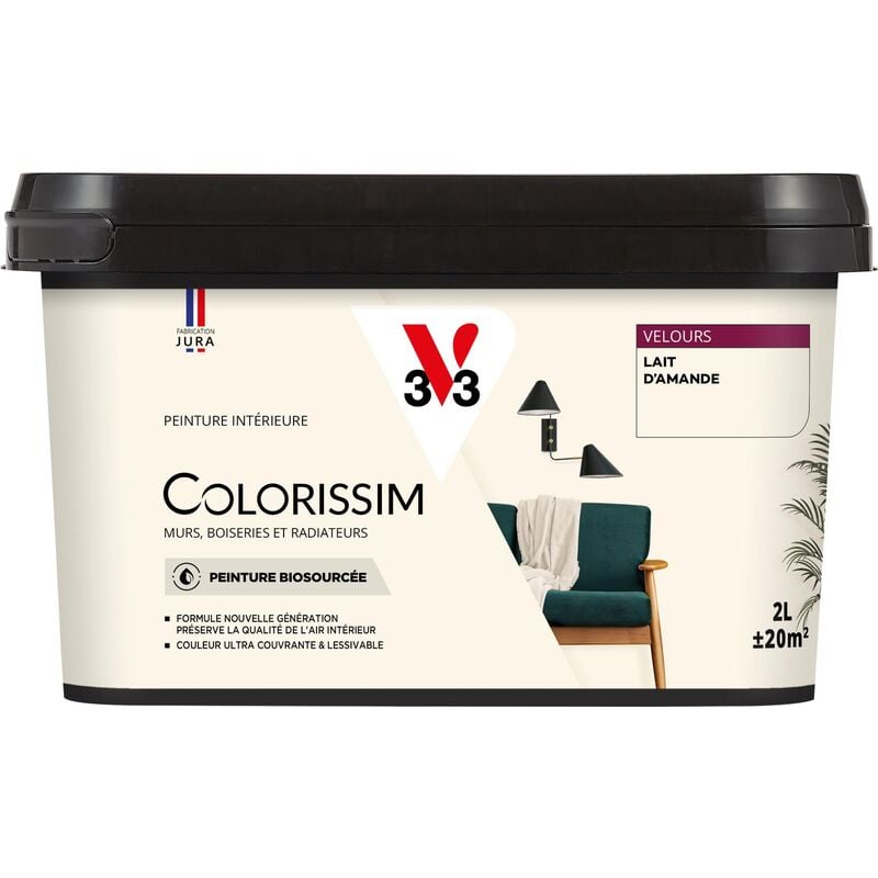 V33 - Peinture murale intérieure Colorissim® Lait d'amande Velours 2L