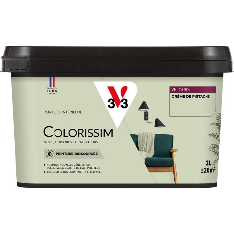 V33 - Peinture murale intérieure Colorissim® Crème de pistache Velours 2L