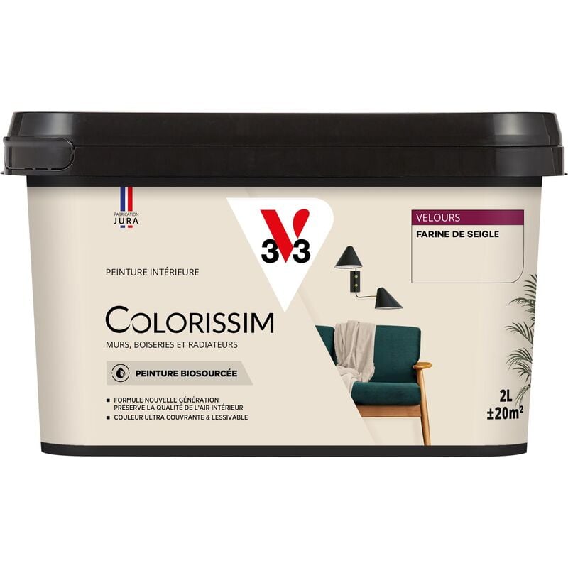 V33 - Peinture murale intérieure Colorissim® Farine de seigle Velours 2L
