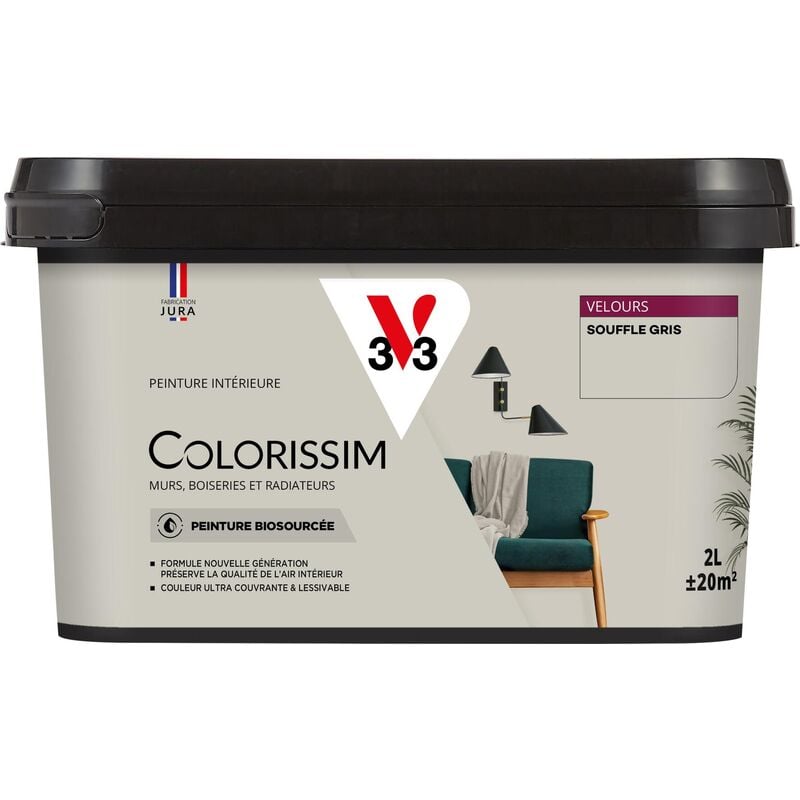 V33 - Peinture murale intérieure Colorissim® Souffle gris Velours 2L