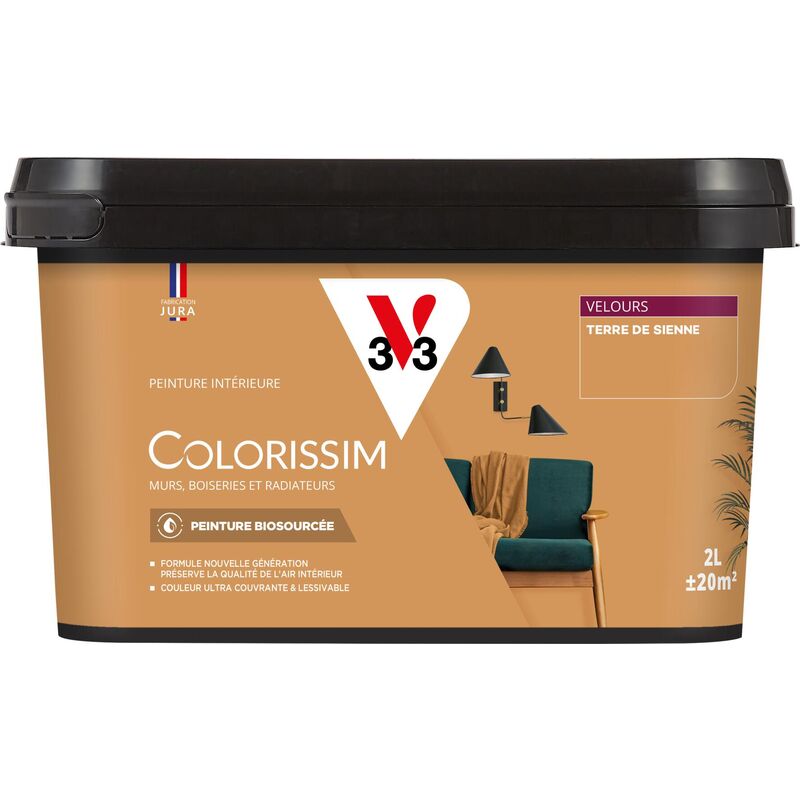 V33 - Peinture murale intérieure Colorissim® Terre de sienne Velours 2L