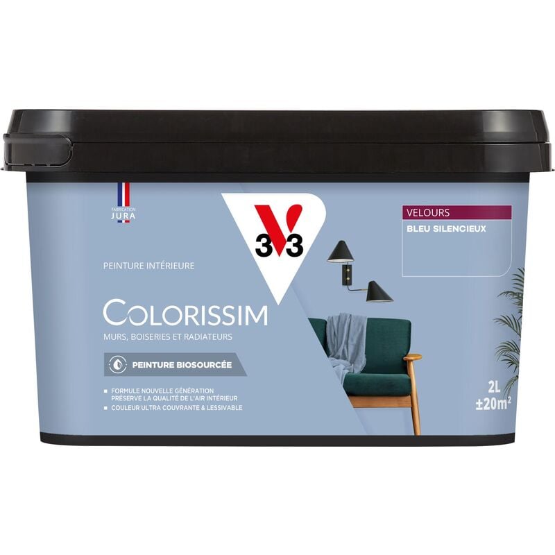 V33 - Peinture murale intérieure Colorissim® Bleu silencieux Velours 2L