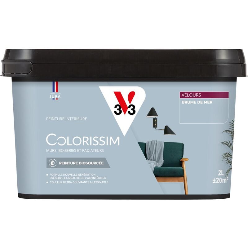 V33 - Peinture murale intérieure Colorissim® Brume de mer Velours 2L