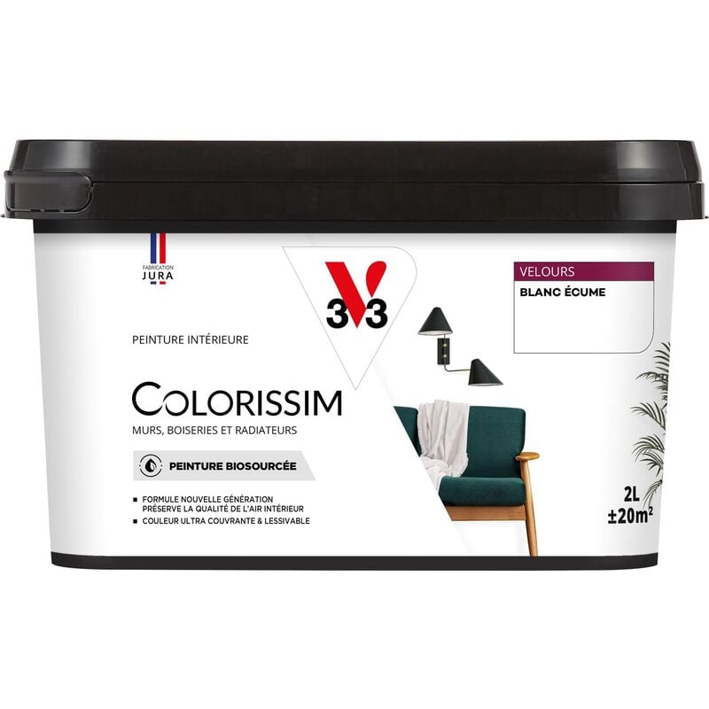 V33 - Peinture murale intérieure Colorissim® Blanc écume Velours 2L