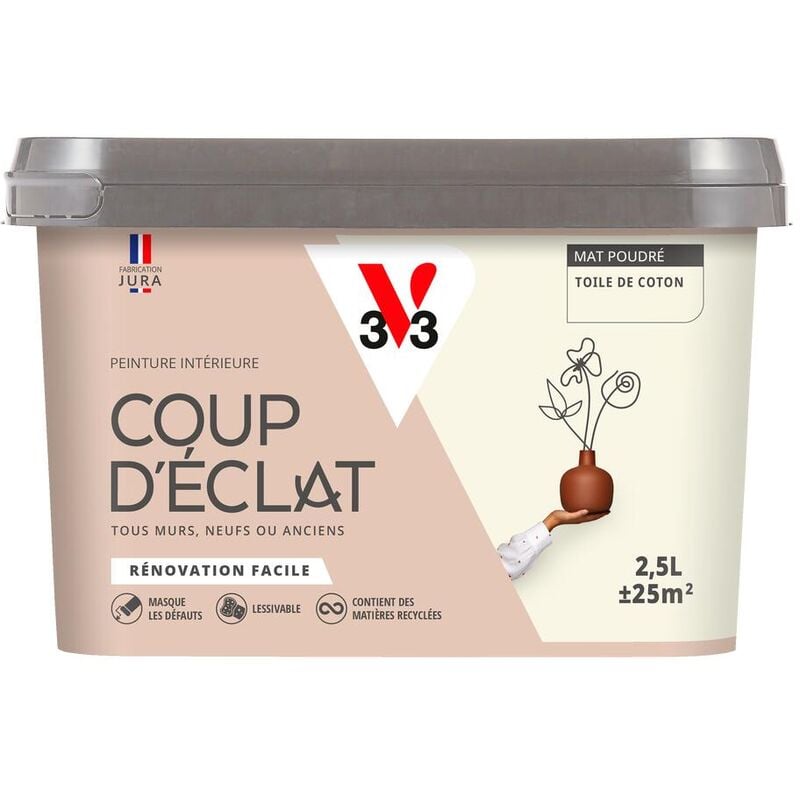 V33 - Peinture murale intérieure Coup d'Éclat® Toile de coton Mat Poudré 2,5L
