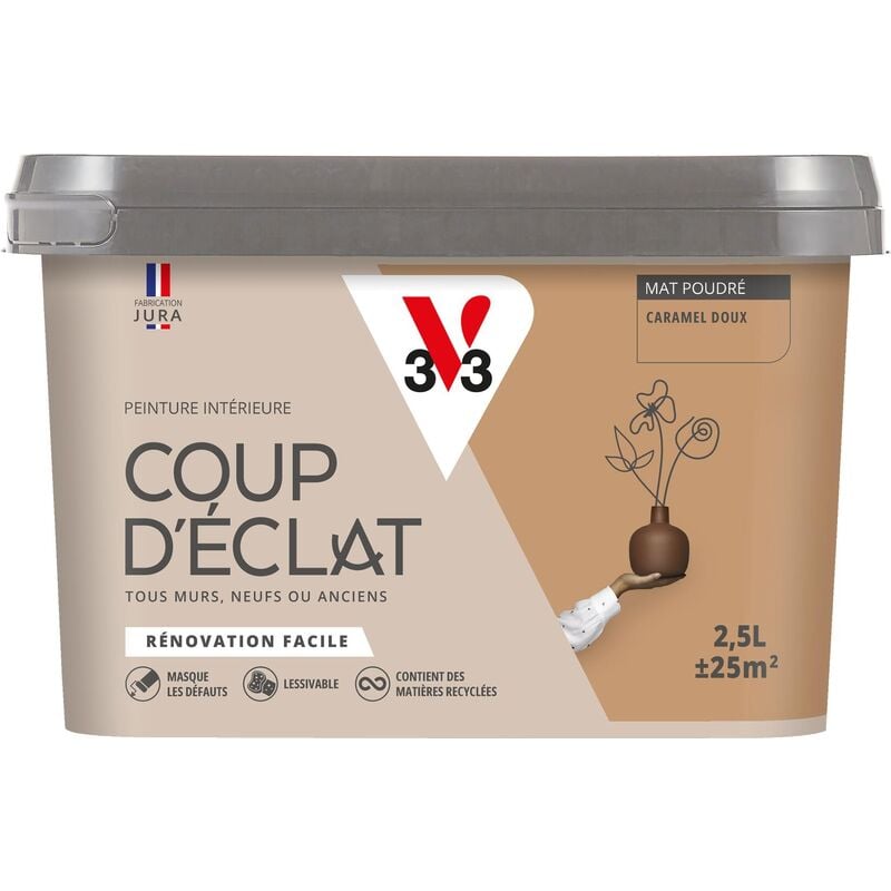 V33 - Peinture murale intérieure Coup d'Éclat® Caramel doux Mat Poudré 2,5L