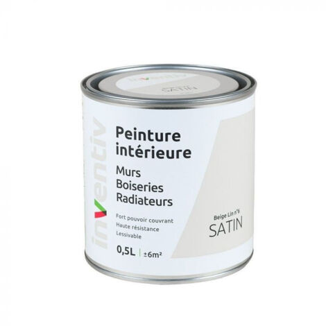 Peinture intérieure satin beige lin 0,5L – Fini lessivable – Excellente résistance à l'usure – Fort pouvoir couvrant – Ateliers 28
