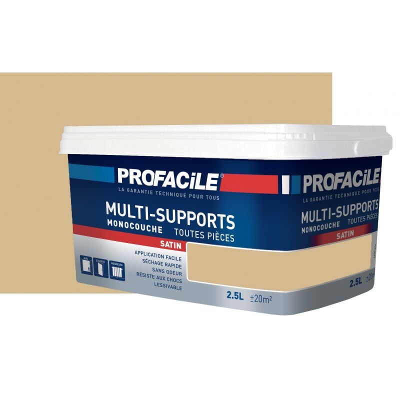 Peinture intérieure multi-supports, satin, murs, plafonds, boiseries, radiateurs, sans odeur, plusieurs teintes Profacile D4BA8E 2.5 litres