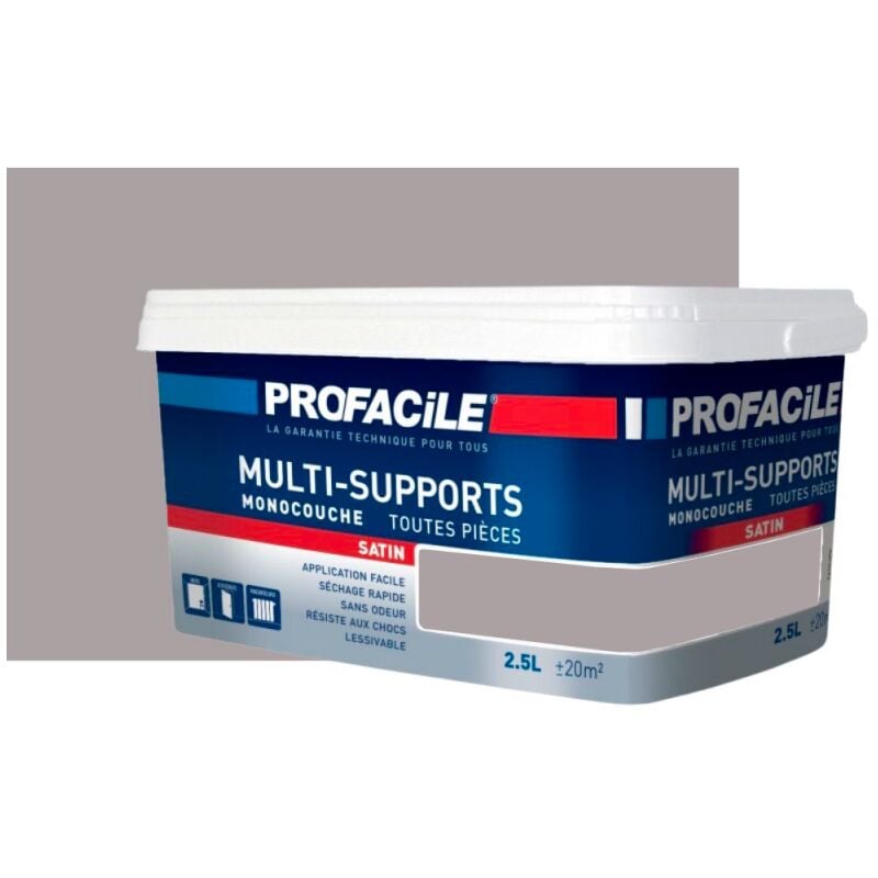 Peinture intérieure multi-supports, satin, murs, plafonds, boiseries, radiateurs, sans odeur, plusieurs teintes Profacile A59E9F 2.5 litres