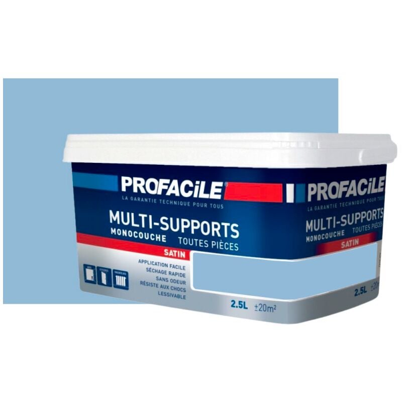 Peinture intérieure multi-supports, satin, murs, plafonds, boiseries, radiateurs, sans odeur, plusieurs teintes Profacile 9BB5CF 2.5 litres