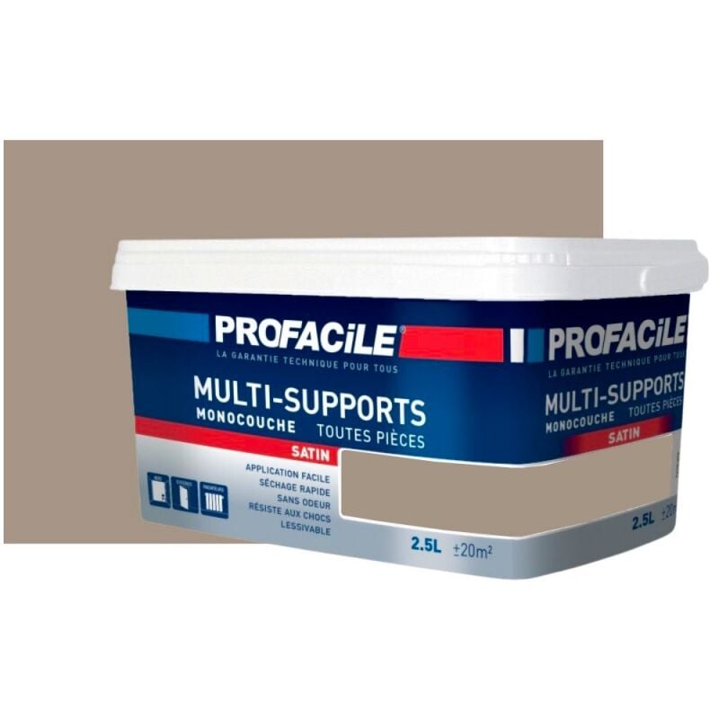 Peinture intérieure multi-supports, satin, murs, plafonds, boiseries, radiateurs, sans odeur, plusieurs teintes Profacile 9E9384 2.5 litres