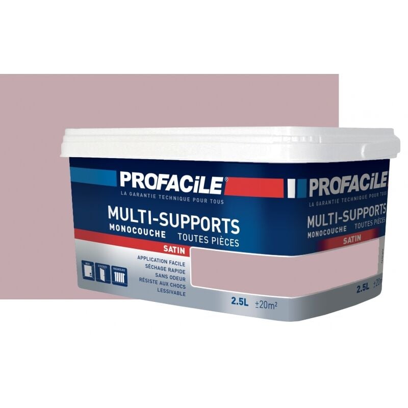 Peinture intérieure multi-supports, satin, murs, plafonds, boiseries, radiateurs, sans odeur, plusieurs teintes Profacile C4AAAF 2.5 litres