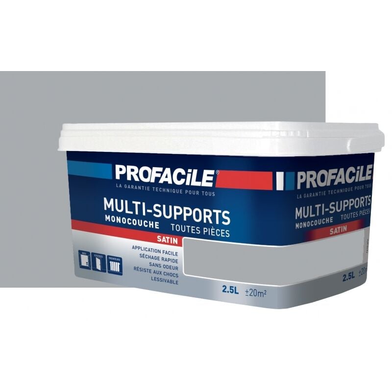 Peinture intérieure multi-supports, satin, murs, plafonds, boiseries, radiateurs, sans odeur, plusieurs teintes Profacile A8ACAE 2.5 litres