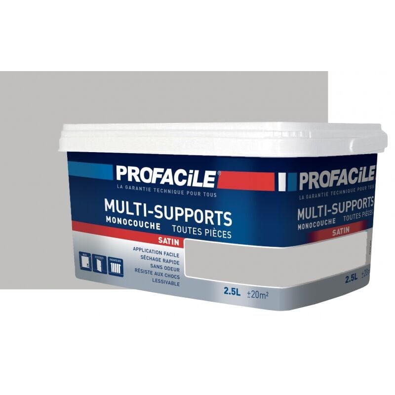 Peinture intérieure multi-supports, satin, murs, plafonds, boiseries, radiateurs, sans odeur, plusieurs teintes Profacile C0BFBD 2.5 litres