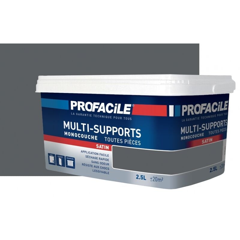 Peinture intérieure multi-supports, satin, murs, plafonds, boiseries, radiateurs, sans odeur, plusieurs teintes Profacile 5B5E60 2.5 litres