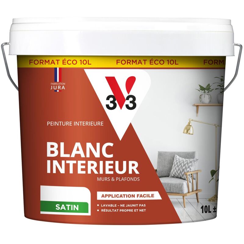 Peinture intérieure Murs & plafonds V33 Blanc Satin 10L