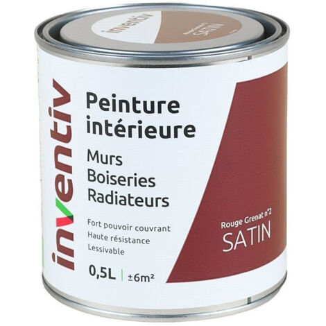 Peinture INVENTIV Murs Boiseries Radiateurs Satin Rouge Grenat 0,5L