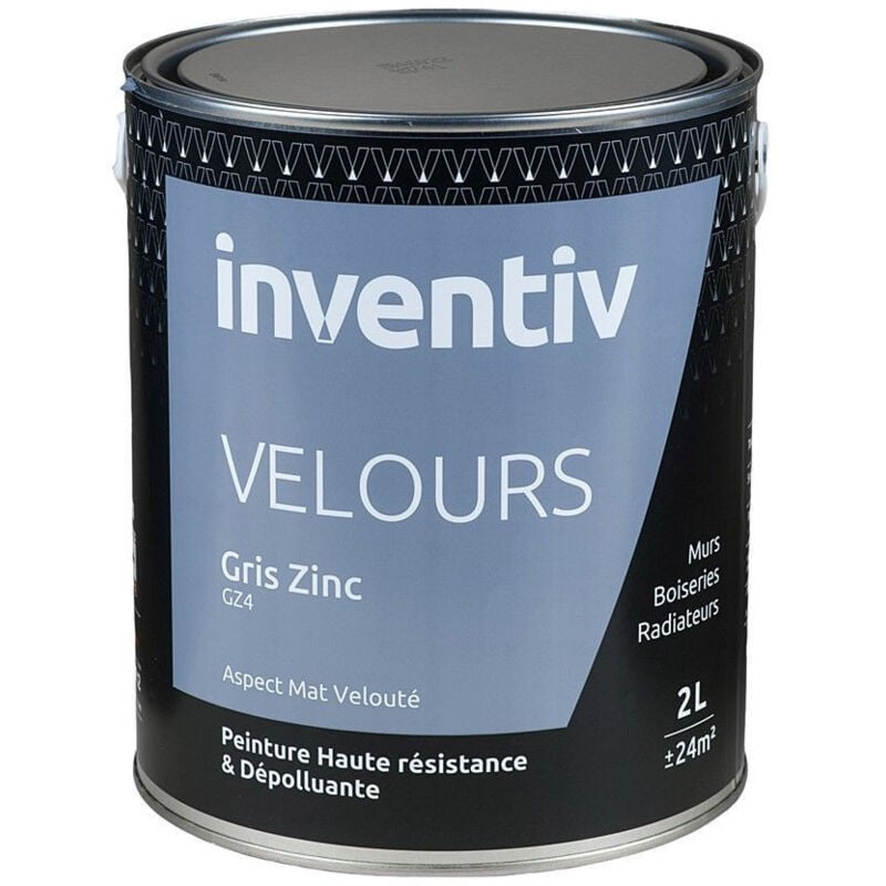 Peinture inventiv Velours 2L Gris zinc GZ4 - Haute résistance & Dépolluante