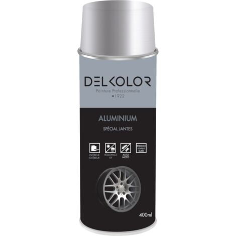 Peinture jantes aluminium Delkolor en aérosol 400 ml Couleur: RAL 9006 ALUMINIUM BLANC