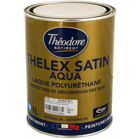 Peinture laque acrylique polyuréthane satinée haut de gamme pour bois, boiseries, meubles et murs : Thelex satin aqua