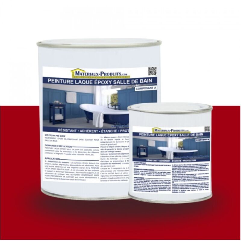 Matpro - Peinture Laque Epoxy Salle de Bain - 1 Kg Rouge brique