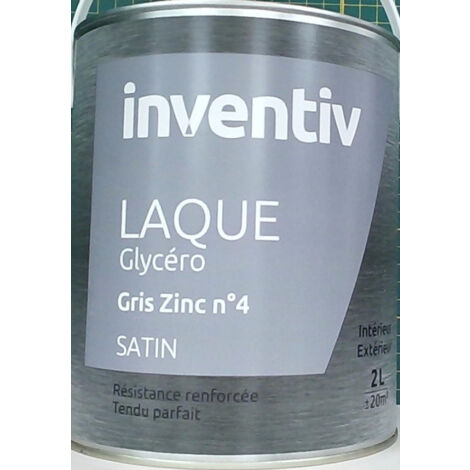 Peinture Laque Glycéro Gris Zinc Satin 2L INVENTIV