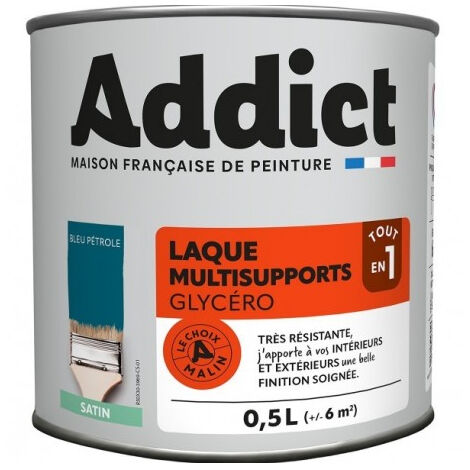 Peinture Laque Glycéro Satin 0.5 Litre Bleu - Addict