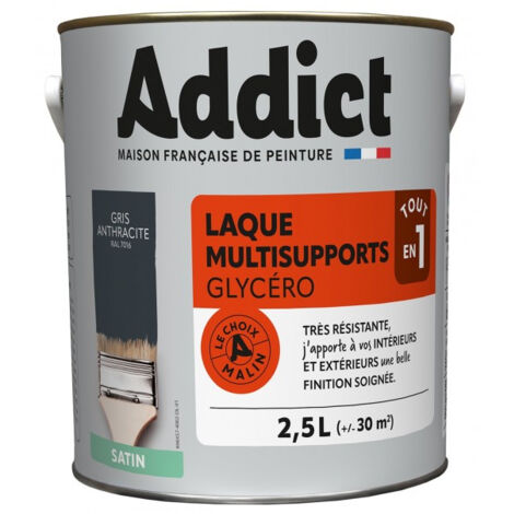 Peinture Laque Glycéro Satin 2.5 Litres Gris Anthracite - Addict