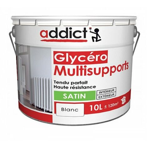 Peinture laque glycérophtalique satinée 10L – Pour bois, plâtre et métal – Finition décorative et protectrice – Lavable et garnissant – Addict