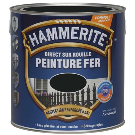 Peinture Laque hammerite pour ferronerie 2.5L noir mat - HAMMERITE