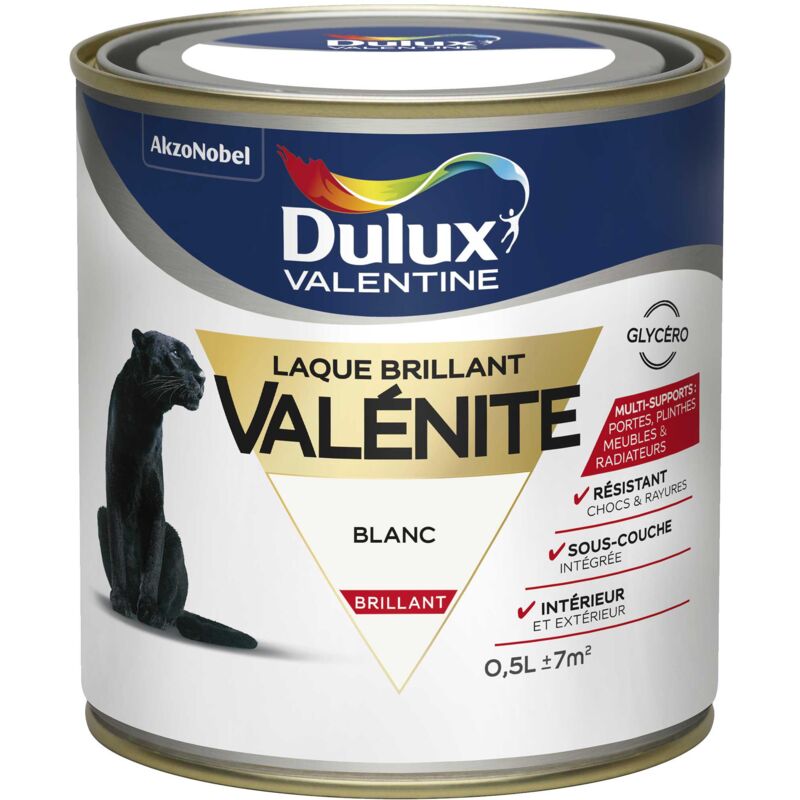 Peinture Laque Valénite Brillant Blanc 0,5 l Dulux Valentine