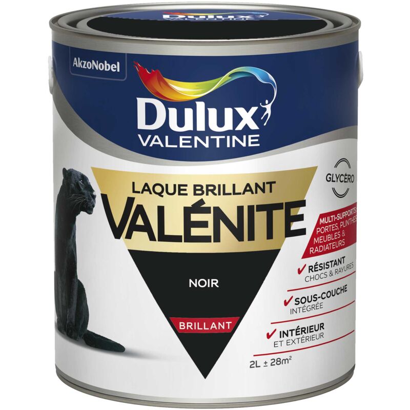 Peinture Laque Valénite Brillant Noir 2 l Dulux Valentine