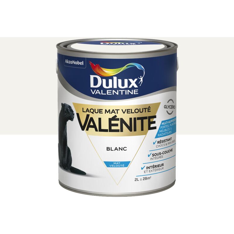 Peinture Laque Valénite Mat Blanc 2 l Dulux Valentine