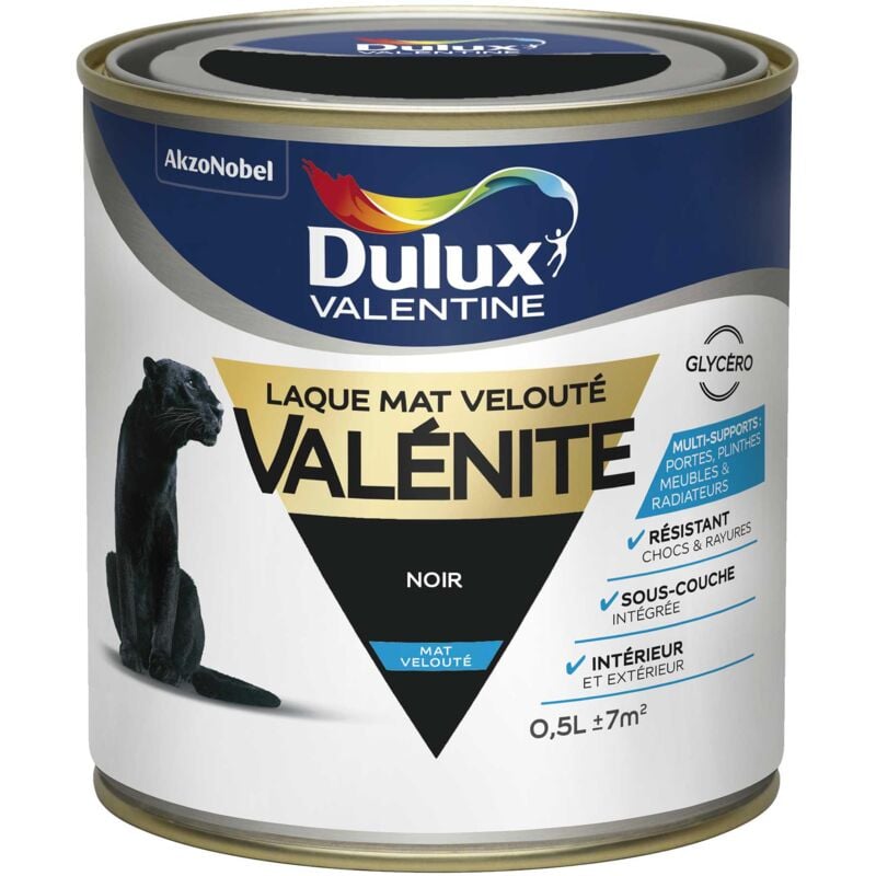 Peinture Laque Valénite Mat Noir 0,5 l Dulux Valentine