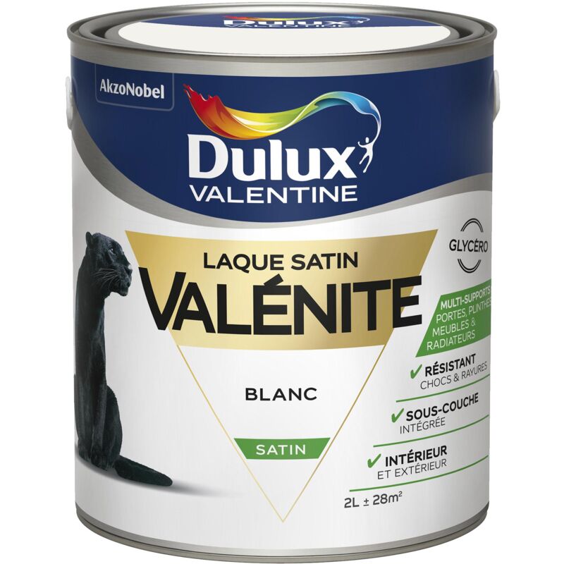 Peinture Laque Valénite Satin Blanc 2 l Dulux Valentine